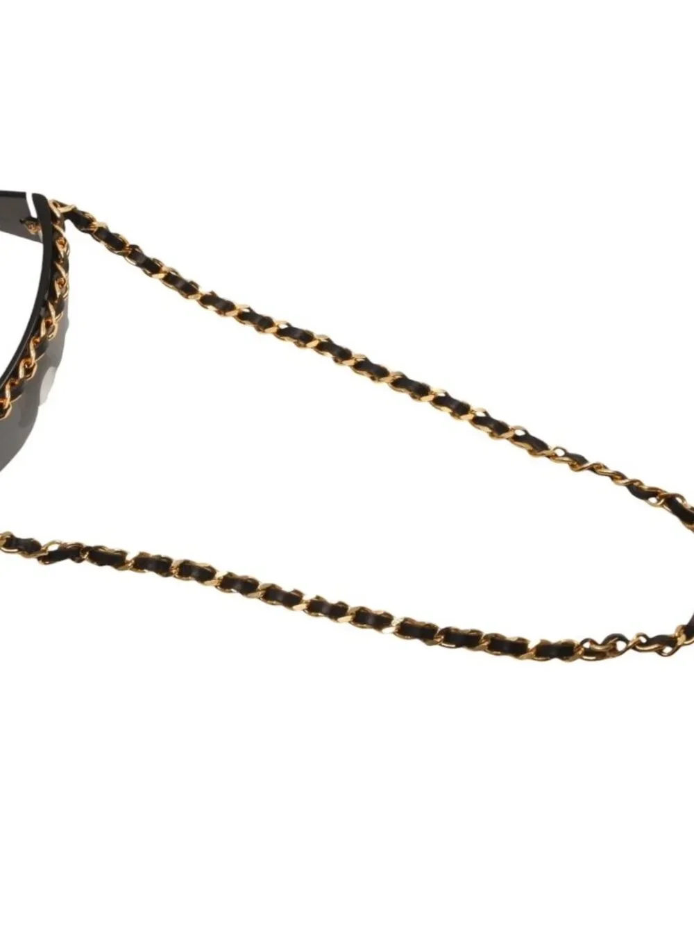 Chanel Chain Sunglasses Eyewear CC Logo Black Gold Vintage